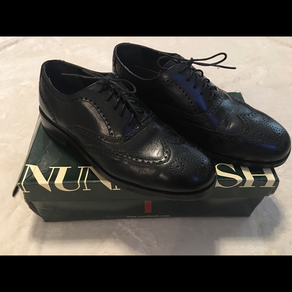 Nunn Bush Men’s Leather Dress Flex Robinson Oxford Shoes in Black SZ 8.5M w/box